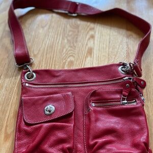 Vintage Red Roots Leather Crossbody Bag